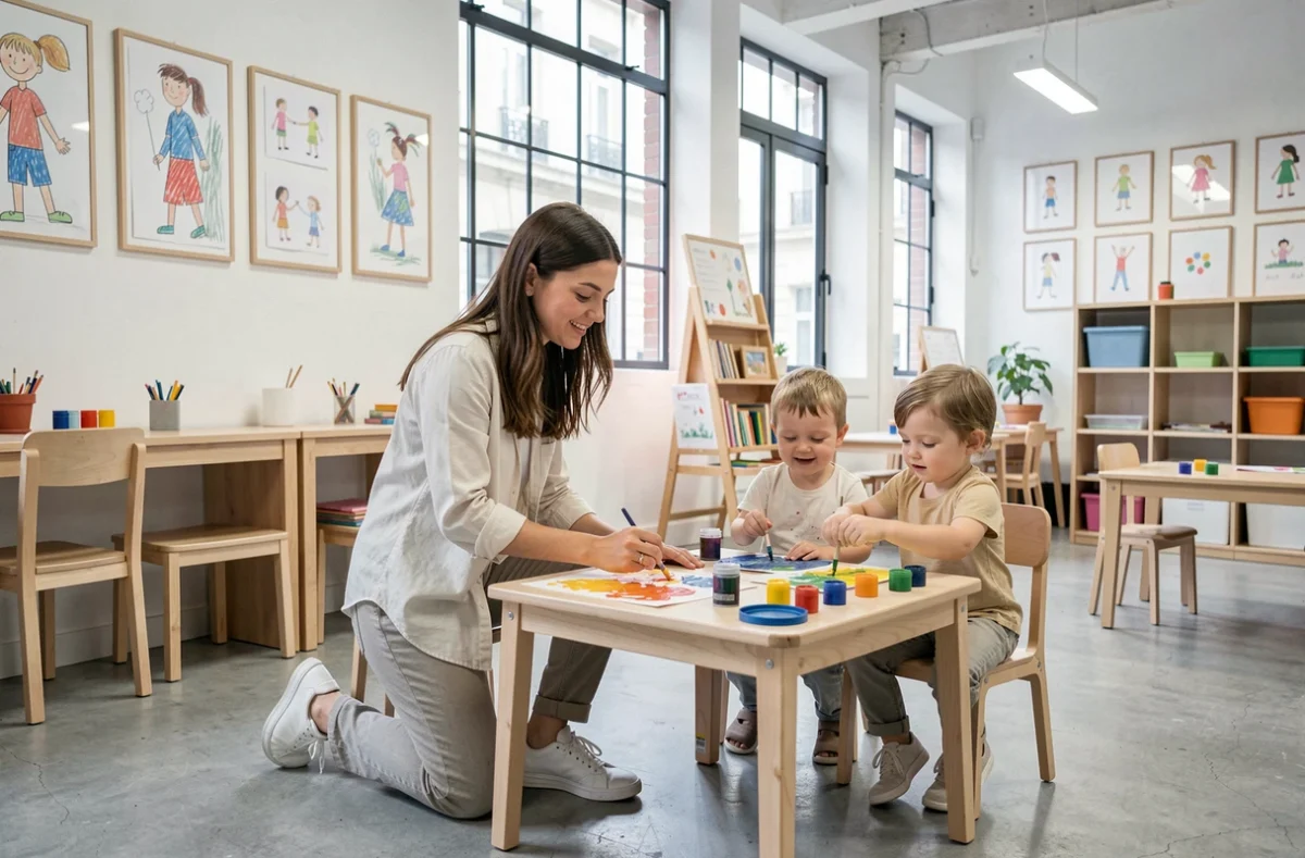 Salle d'art contemporaine de la micro-crèche Babilou à Bordeaux en Gironde