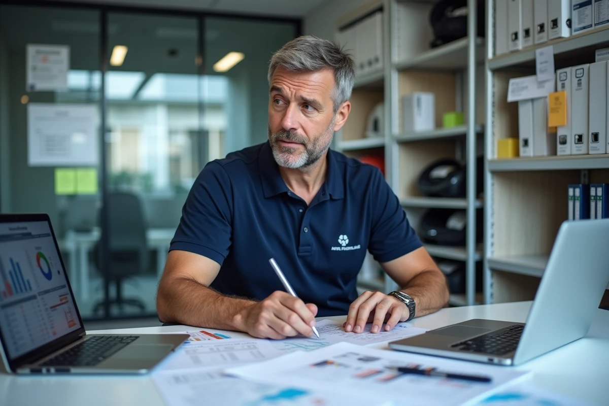 Expert en sécurité automobile analysant des rapports de tests et comparatifs de sièges auto sur un bureau professionnel