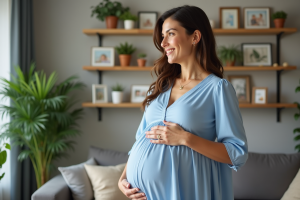 Femme enceinte en intérieur dans un cadre cosy