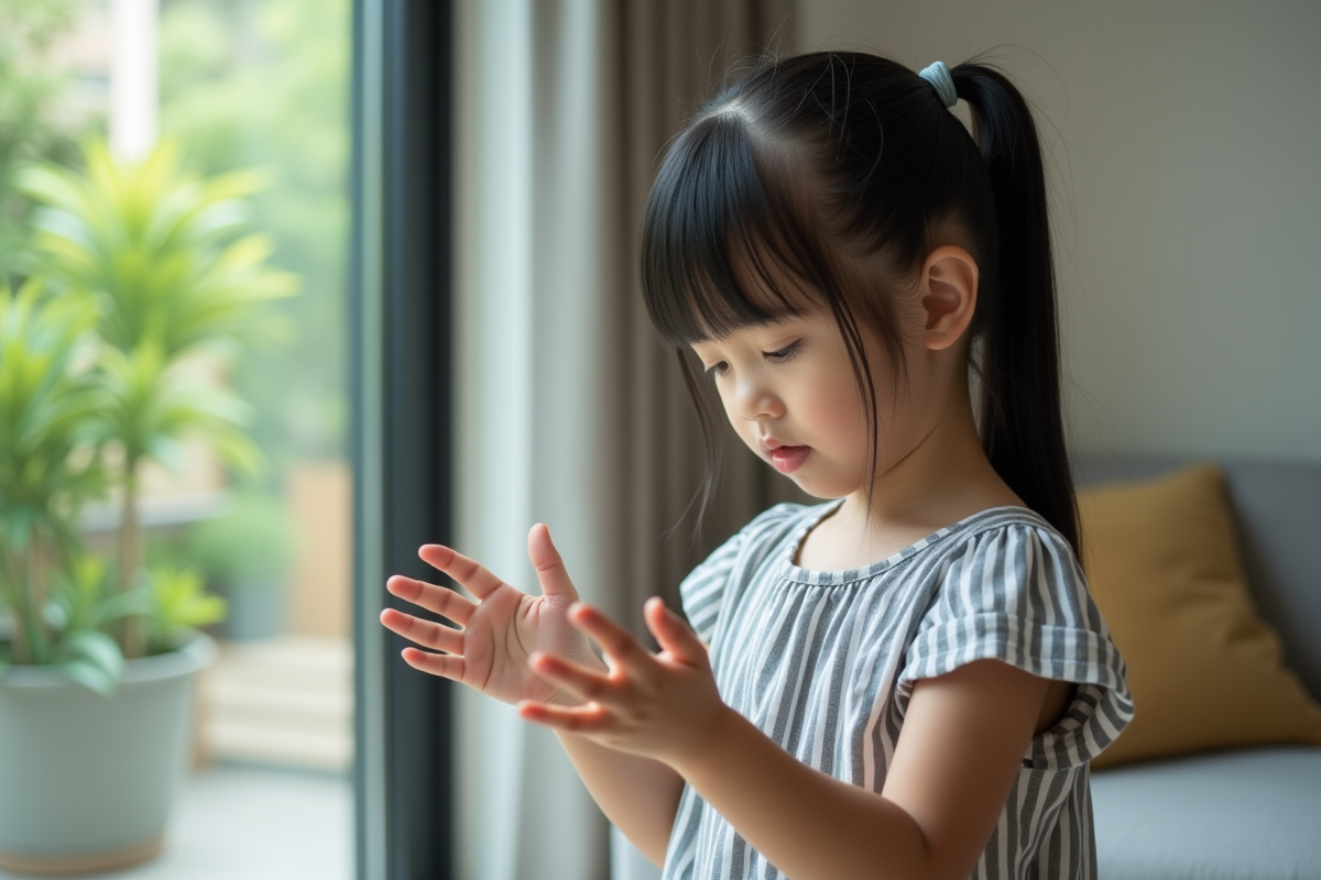 Fille de 8 ans debout près d