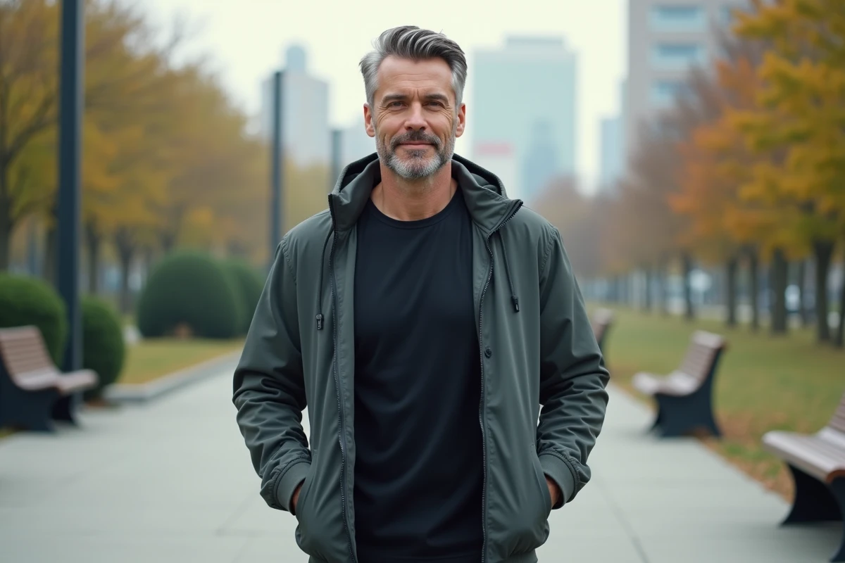 Homme sportif en extérieur dans un parc urbain