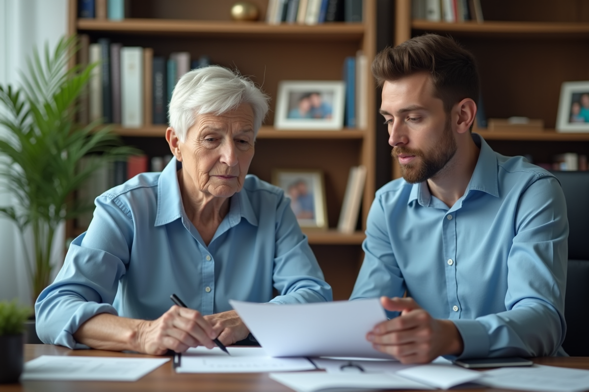 Jeune homme professionnel examinant des documents dans un bureau