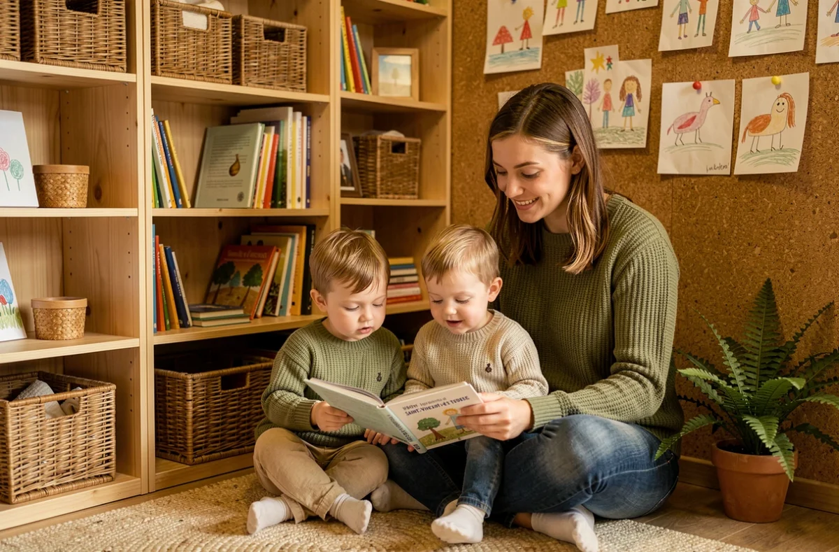 Coin lecture chaleureux de la micro-crèche Plantine Tyrosse à Saint-Vincent-de-Tyrosse dans les Landes