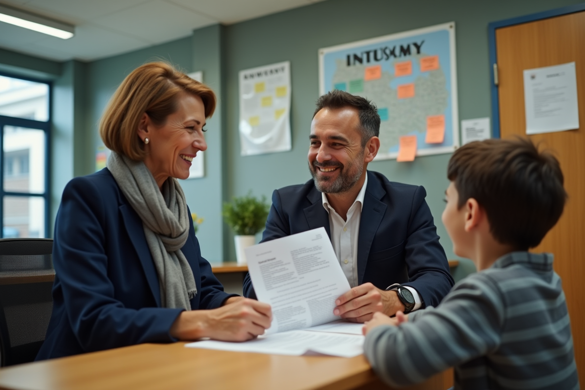 Secretaire scolaire accepte documents d